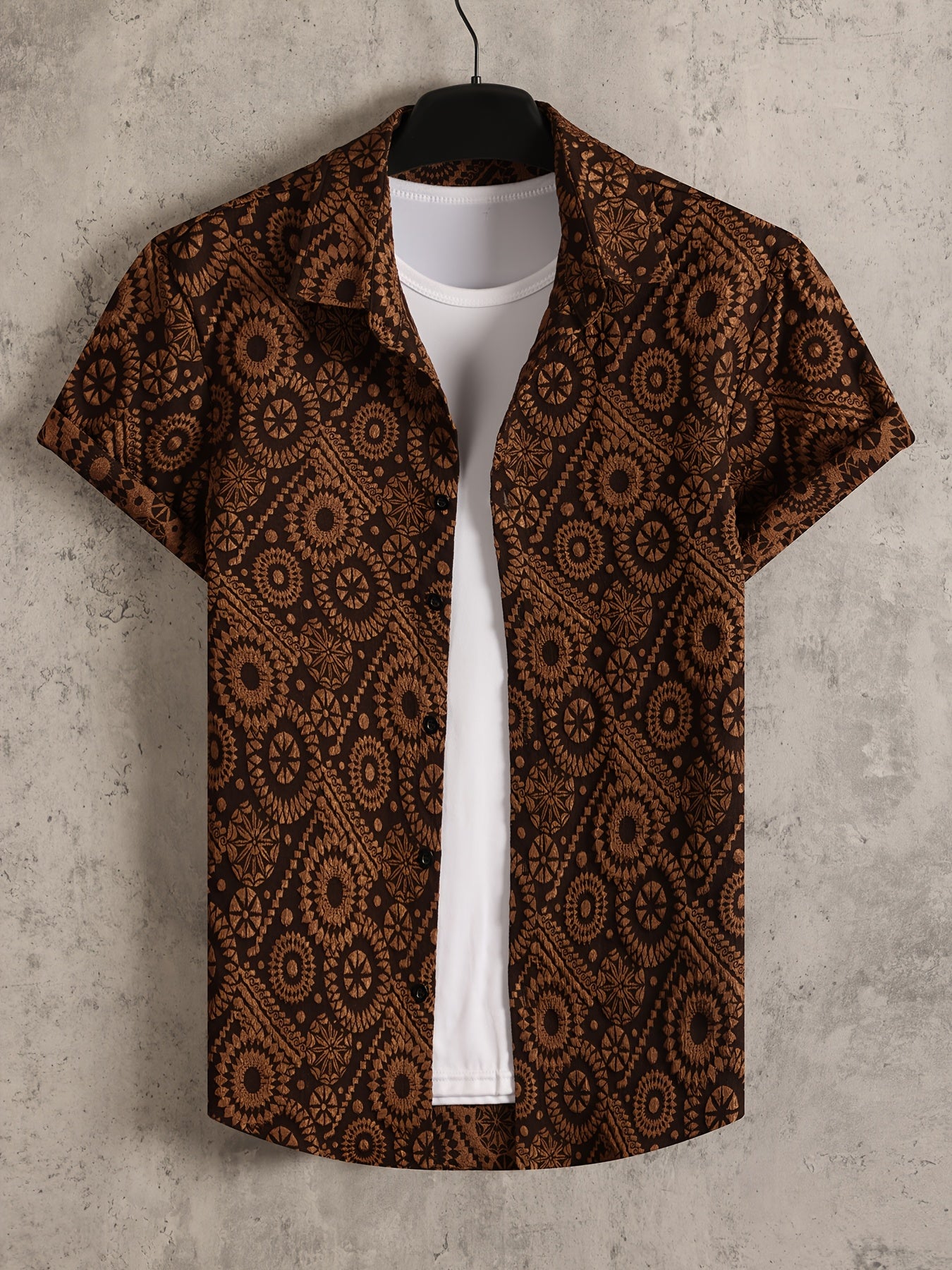Hakan | Heren casual overhemd – jacquard effen lange mouwen button-down slim fit shirt