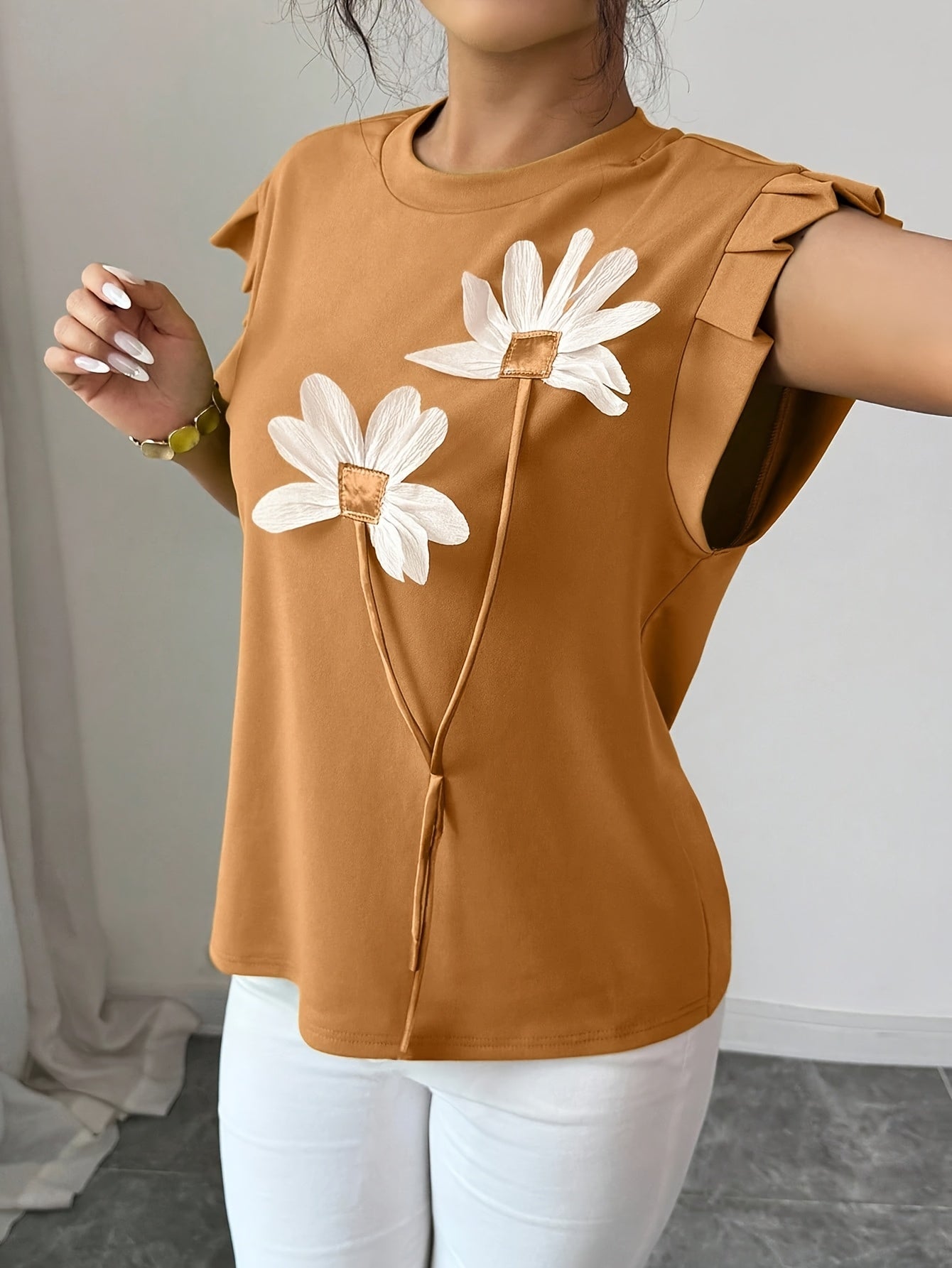 Cybelle | Mouwloze top met bloemenprint en contrasterende details voor dames - Casual, lichtgewicht zomert-shirt
