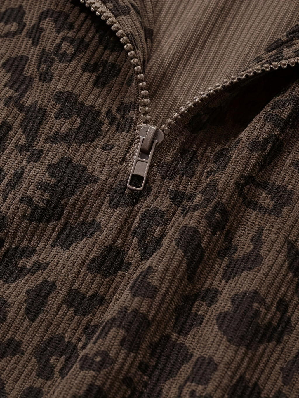 Oriella | Dames Sweatshirt met Luipaardprint en Halve Rits – Losvallende Pasvorm