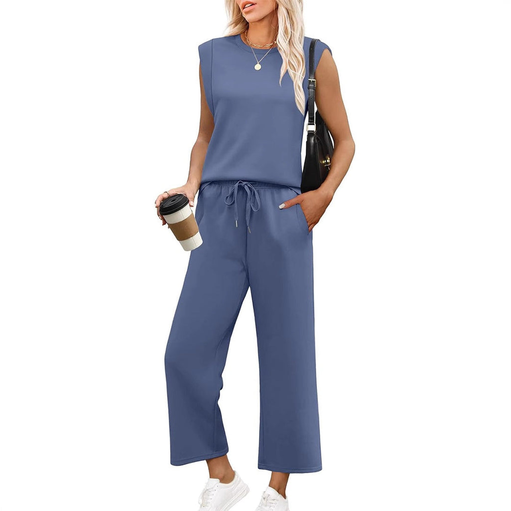 Orlira | Tweedelige set voor dames: casual top met korte mouwen en broek met wijde pijpen