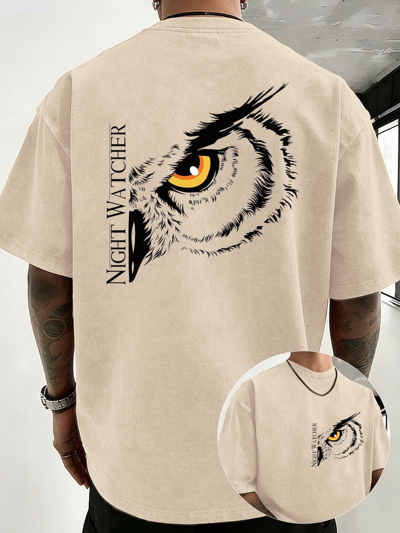 Alrican | Vintage oversized T-shirt van zwaar katoen, gewassen, losse pasvorm
