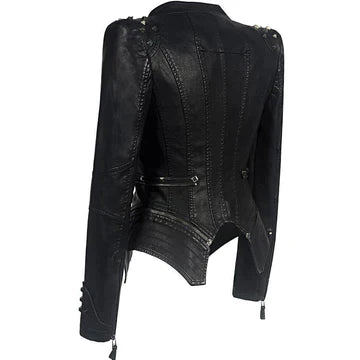 Avanette | Veste en cuir pour femme - Fermeture éclair élégante, coupe cintrée et flatteuse