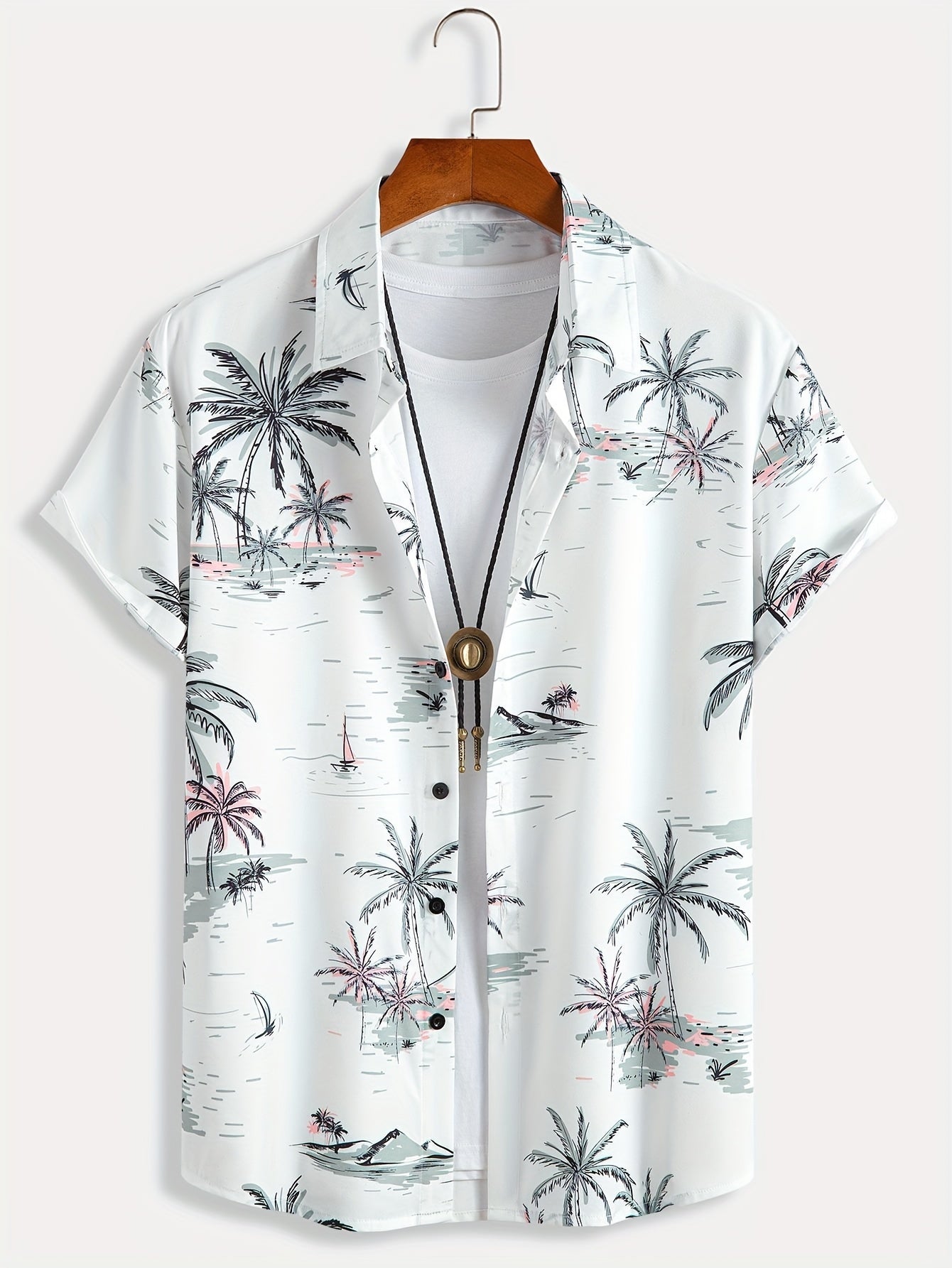 Malron | Heren Hawaiiaans Shirt met Kokospalm Print – Casual Vakantie Strand Zomer Overhemd
