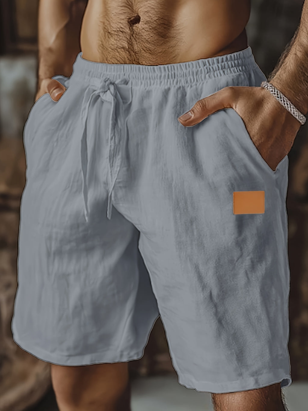 Lucanor | Heren Linnen Shorts – Elastische Taille met Trekkoord, Casual Zomershorts