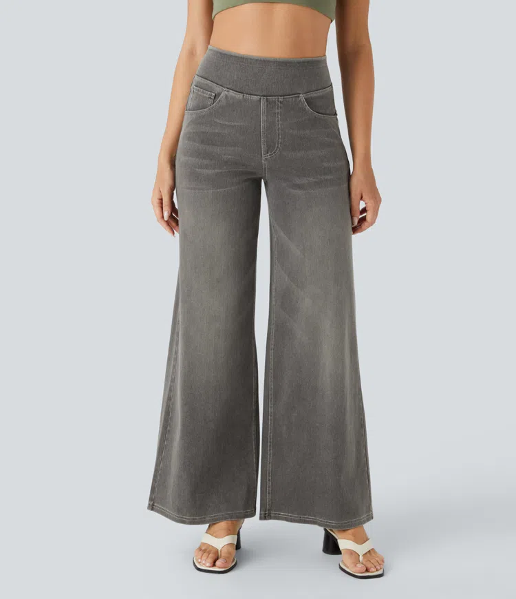 Vanelle | Hoge taille jeans met wijde pijpen voor dames – Comfortabele stretchdenim, casual en stijlvol