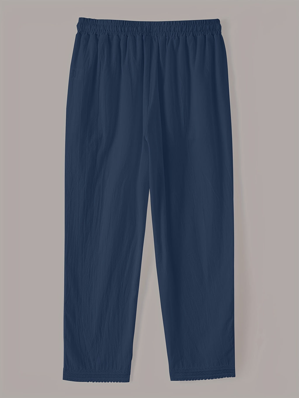 Zalyra | Effen enkellange damesbroek – casual slim fit broek met patchwork en kanten inzetstukken aan de zijkant