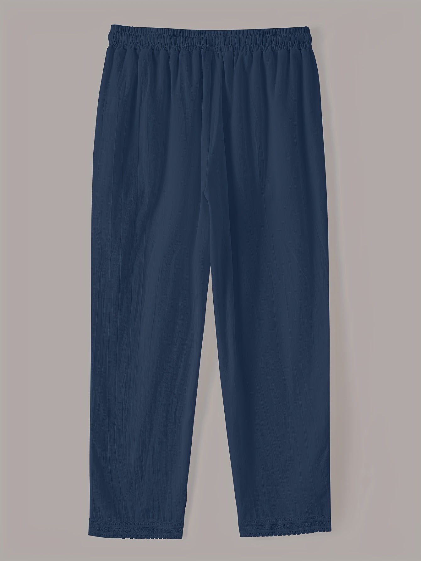 Zalyra | Effen enkellange damesbroek – casual slim fit broek met patchwork en kanten inzetstukken aan de zijkant