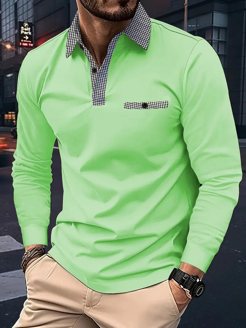 Cassiel | Langärmliges Herren-Poloshirt – Klassisches Freizeithemd für Herren, bequem und atmungsaktiv