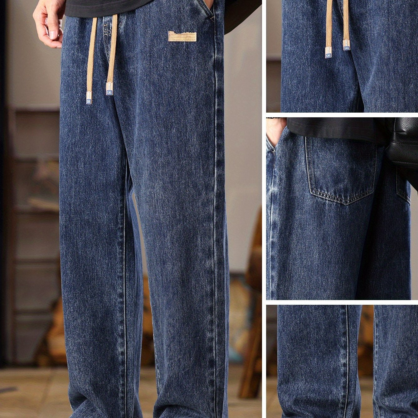 Thrynn | Lichtblauwe herenjeans in Koreaanse stijl – rechte pasvorm