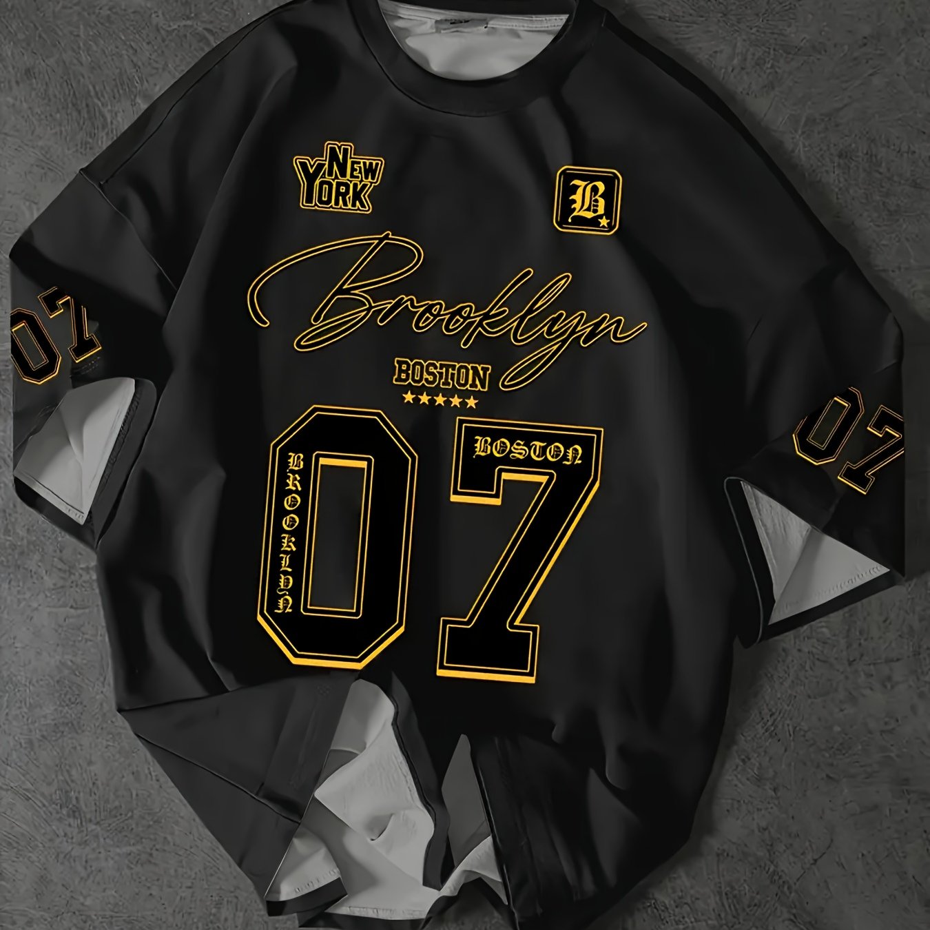 Isen | Heren T-shirt met grafische print Brooklyn 07, oversized pasvorm, casual streetwear