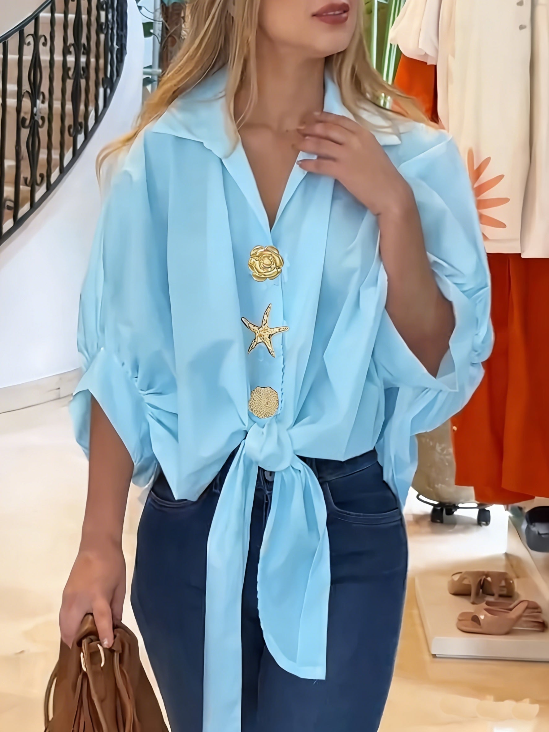 Walyra | Elegante casual damesblouse – Lichtgewicht overhemd met lange mouwen en knopen