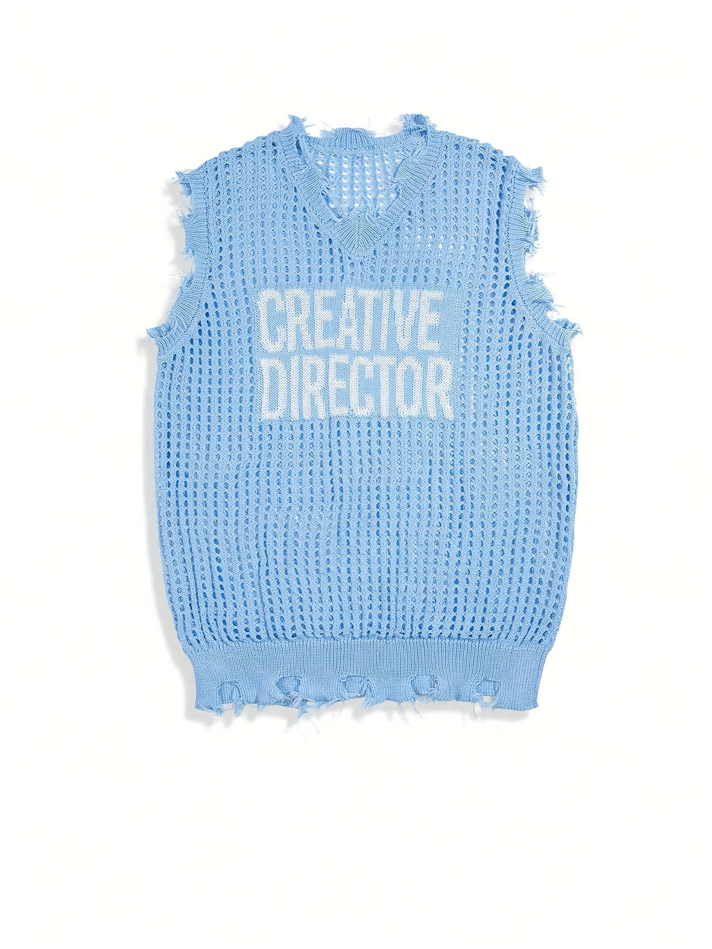 Kylira | Streetwear mouwloze pullover met V-hals en letterprint – casual, losse pasvorm
