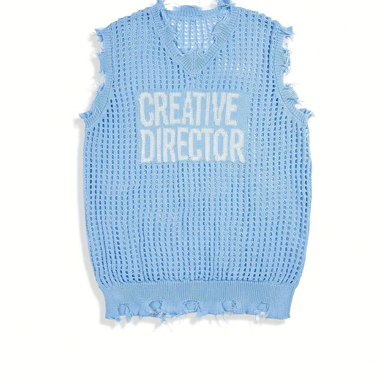 Kylira | Streetwear mouwloze pullover met V-hals en letterprint – casual, losse pasvorm