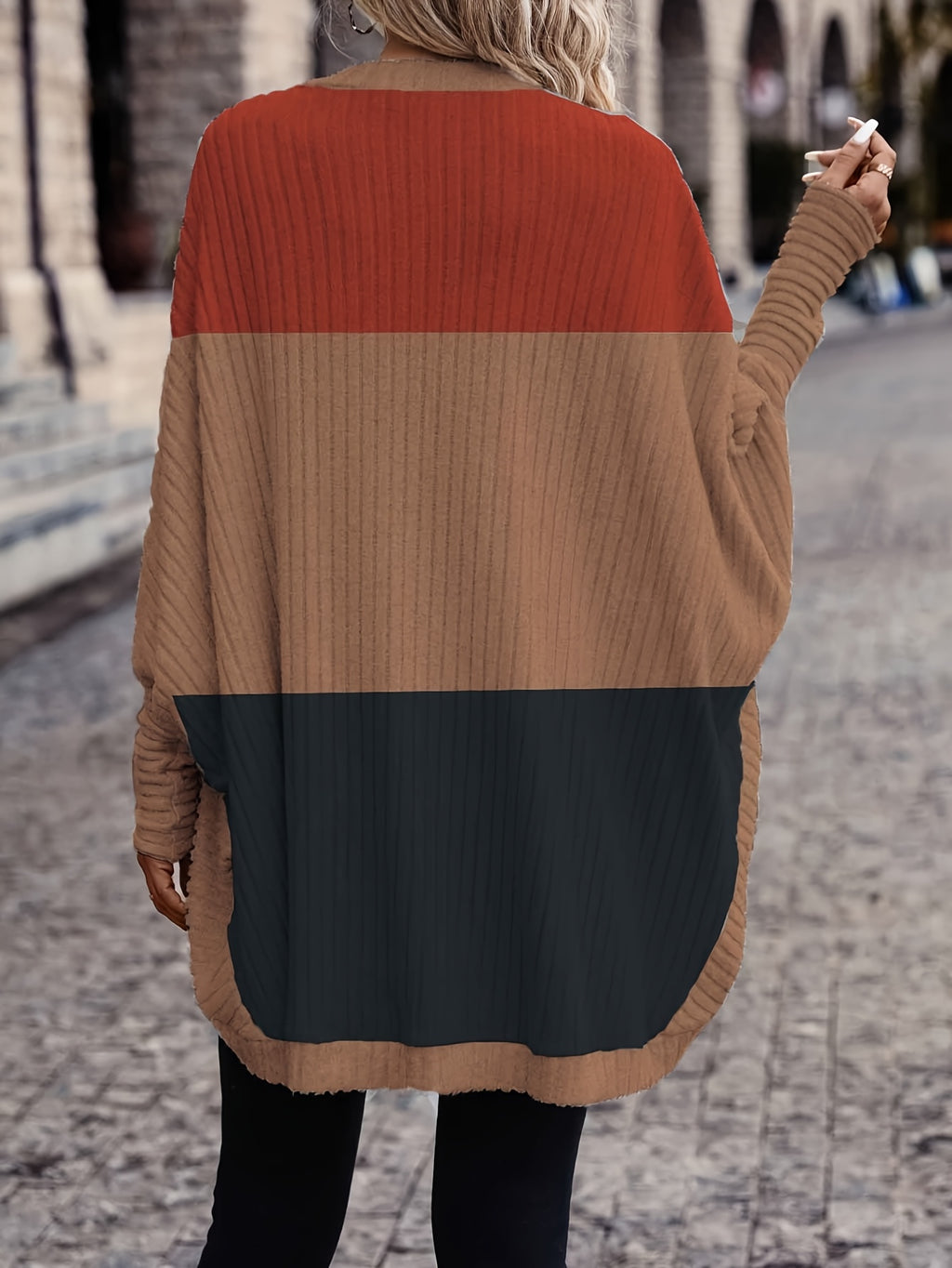 Valyra | Oversized gebreid vest met kleurblokken voor dames – Casual losse lentetop