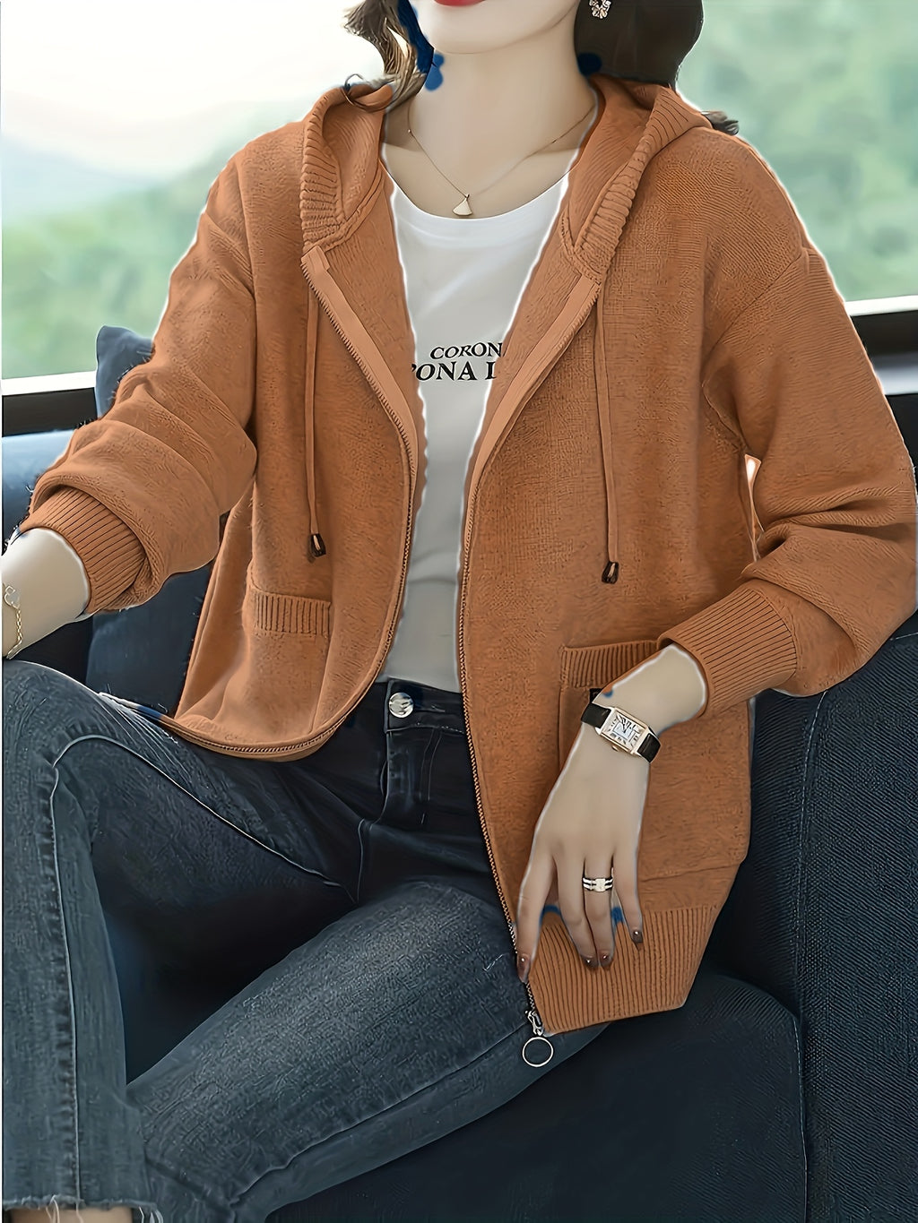 Adalira | Elegante damescardigan met capuchon – Lichtgewicht gebreid kledingstuk