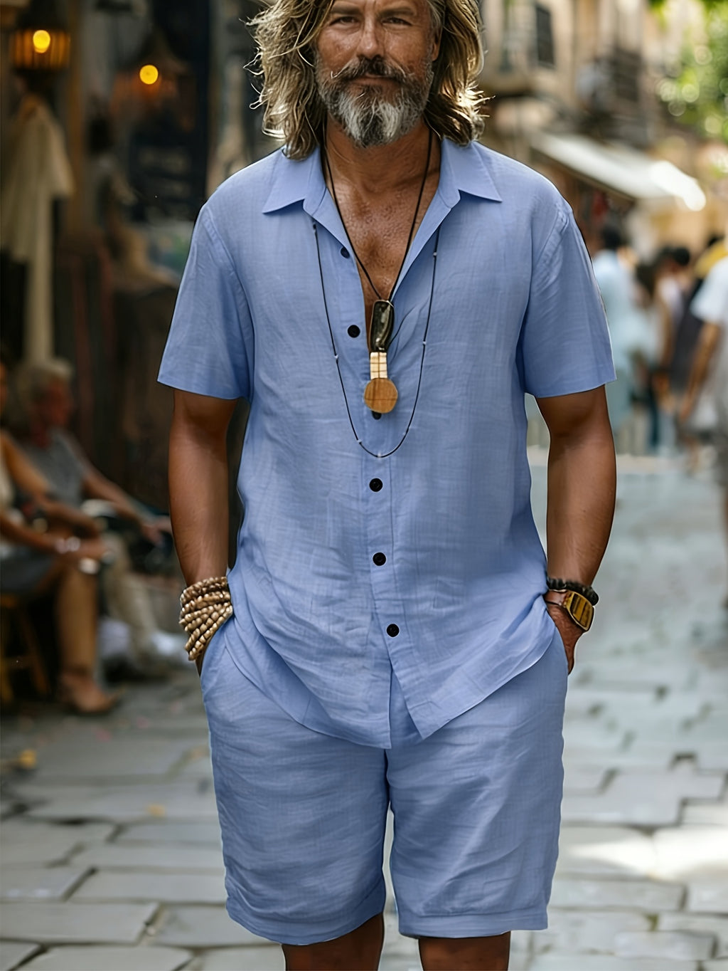 Brent | 2-delige set met casual overhemd en korte broek voor heren – Ademende, lichtgewicht zomerkleding