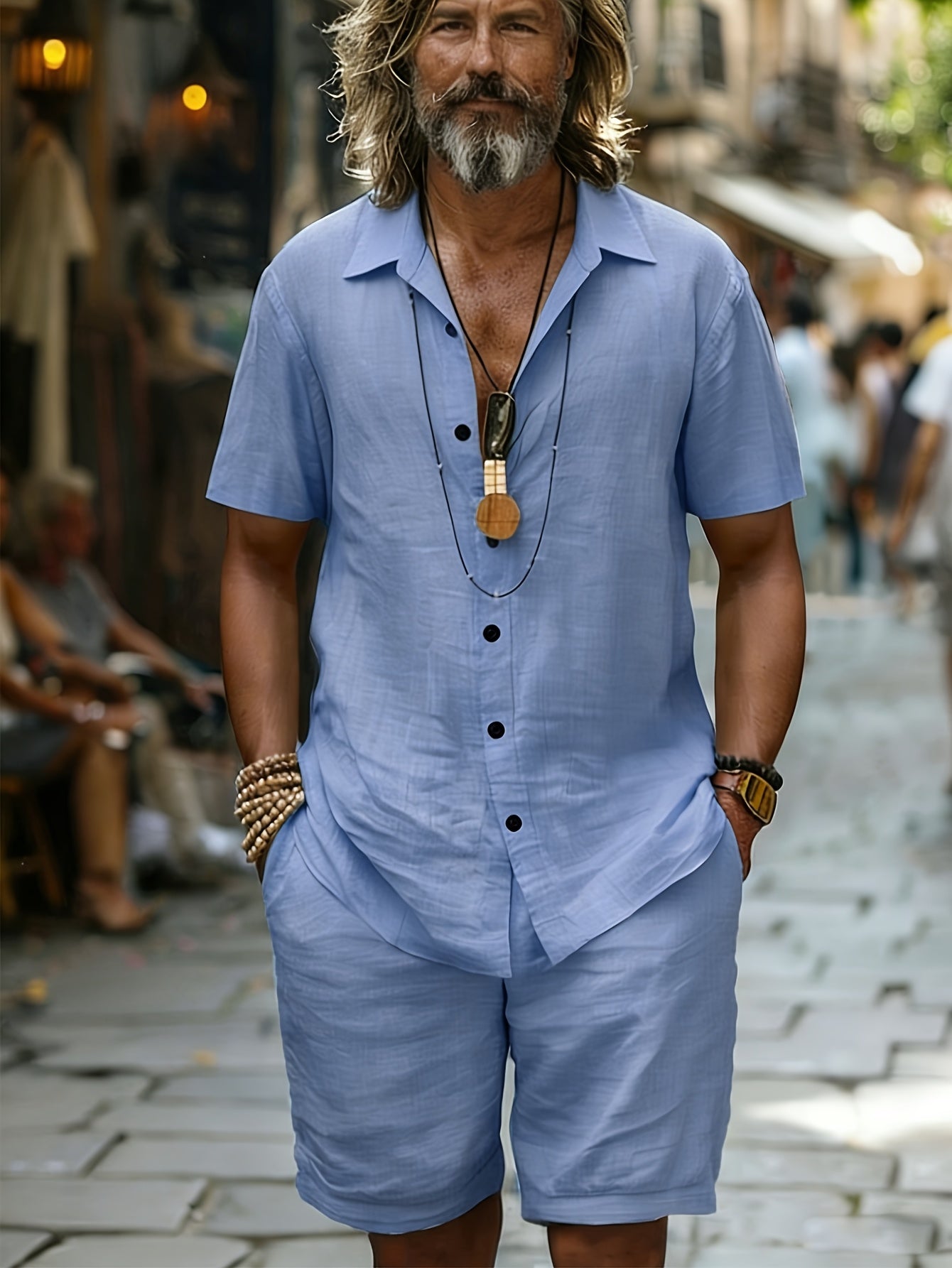 Brent | 2-delige set met casual overhemd en korte broek voor heren – Ademende, lichtgewicht zomerkleding