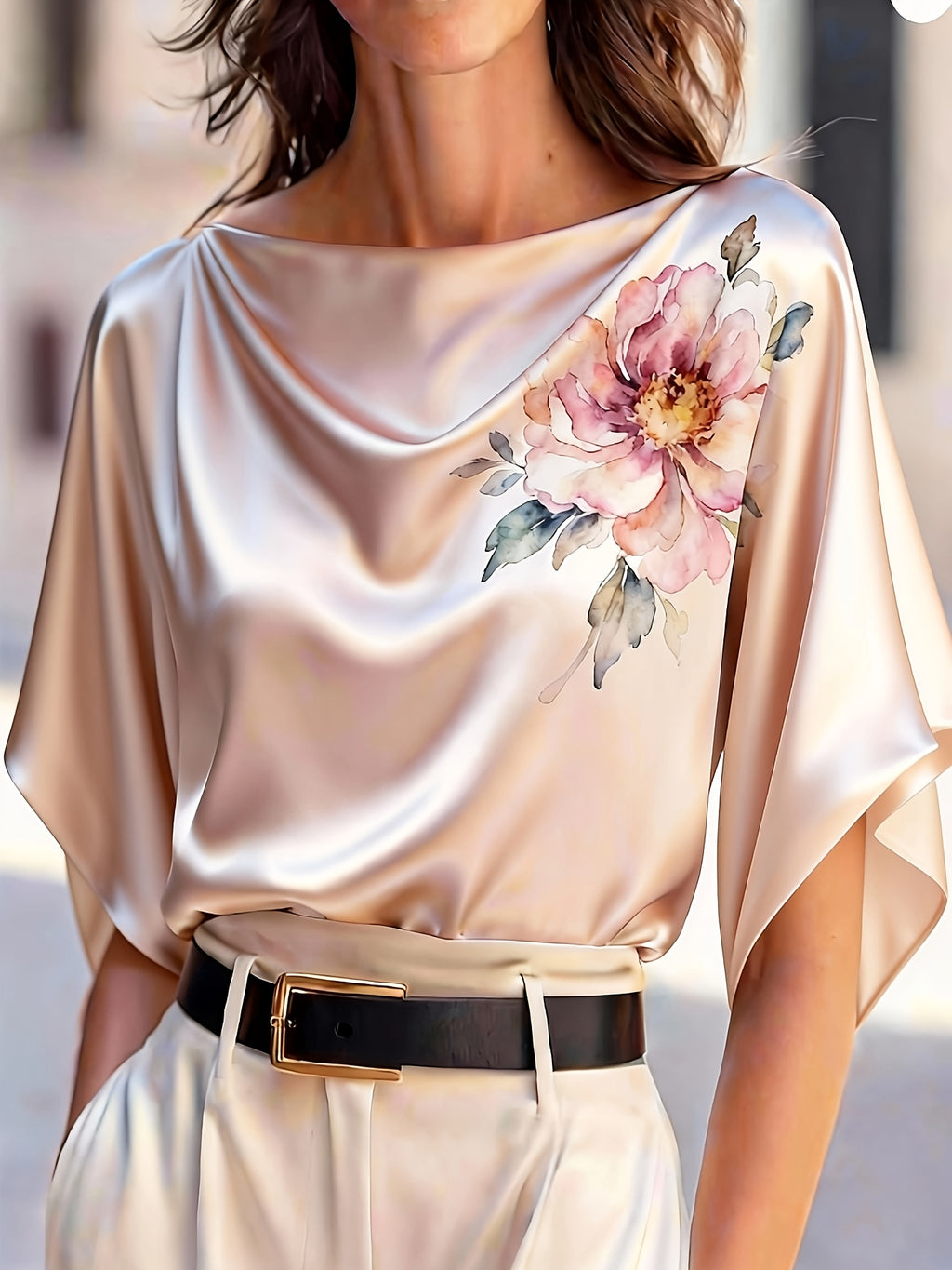 Jinae | Casual T-shirt voor dames in grote maten, met korte mouwen, ronde hals en een losse pasvorm