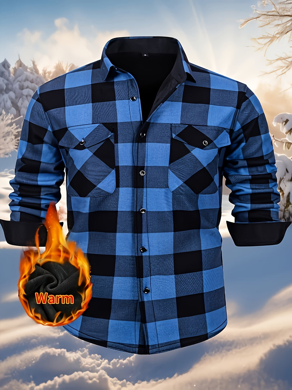 Simeon | Chemise en flanelle thermique épaisse pour homme – motif à carreaux épais d'hiver avec boutons