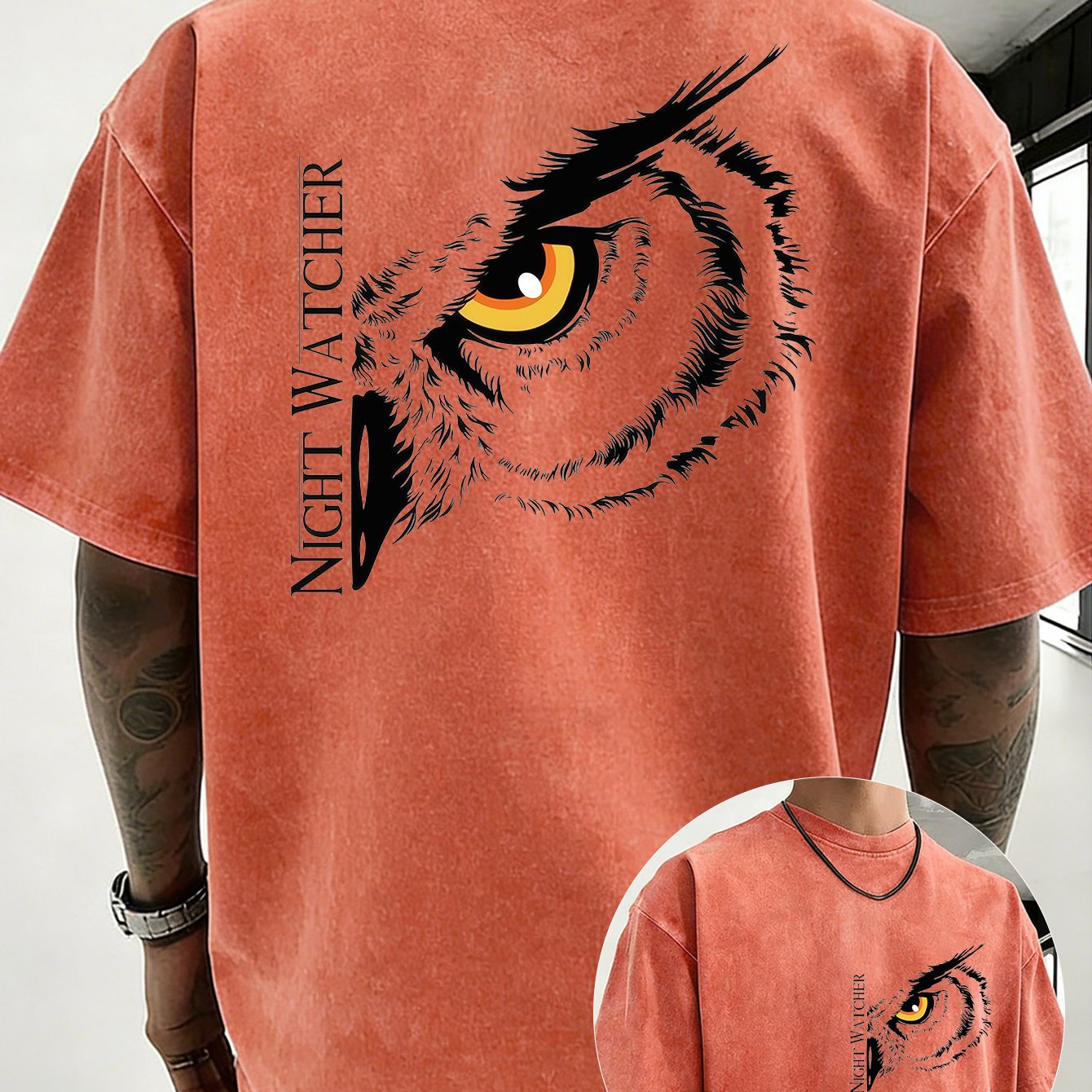 Alrican | Vintage oversized T-shirt van zwaar katoen, gewassen, losse pasvorm