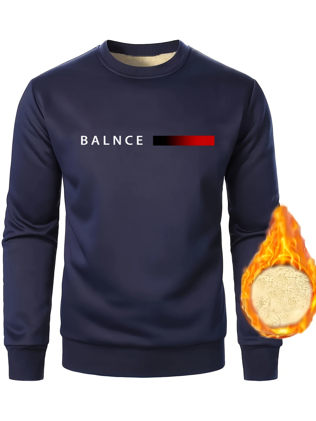 Luis | Heren sweatshirt met fleecevoering en print met kleurverloop van vlammen, casual streetwear