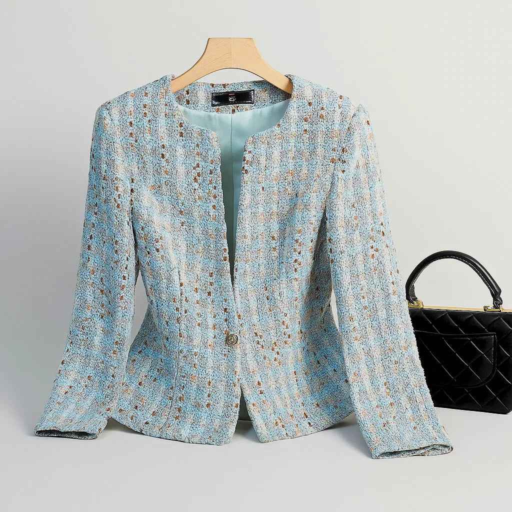 Sireya | Tweedblazer voor dames – parelmoer, één knoop