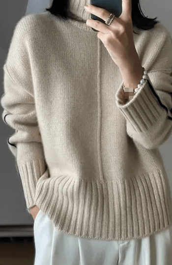 Aevelyn | Pull col roulé en cachemire pour femme - Pull doux et chaud pour l'automne et l'hiver