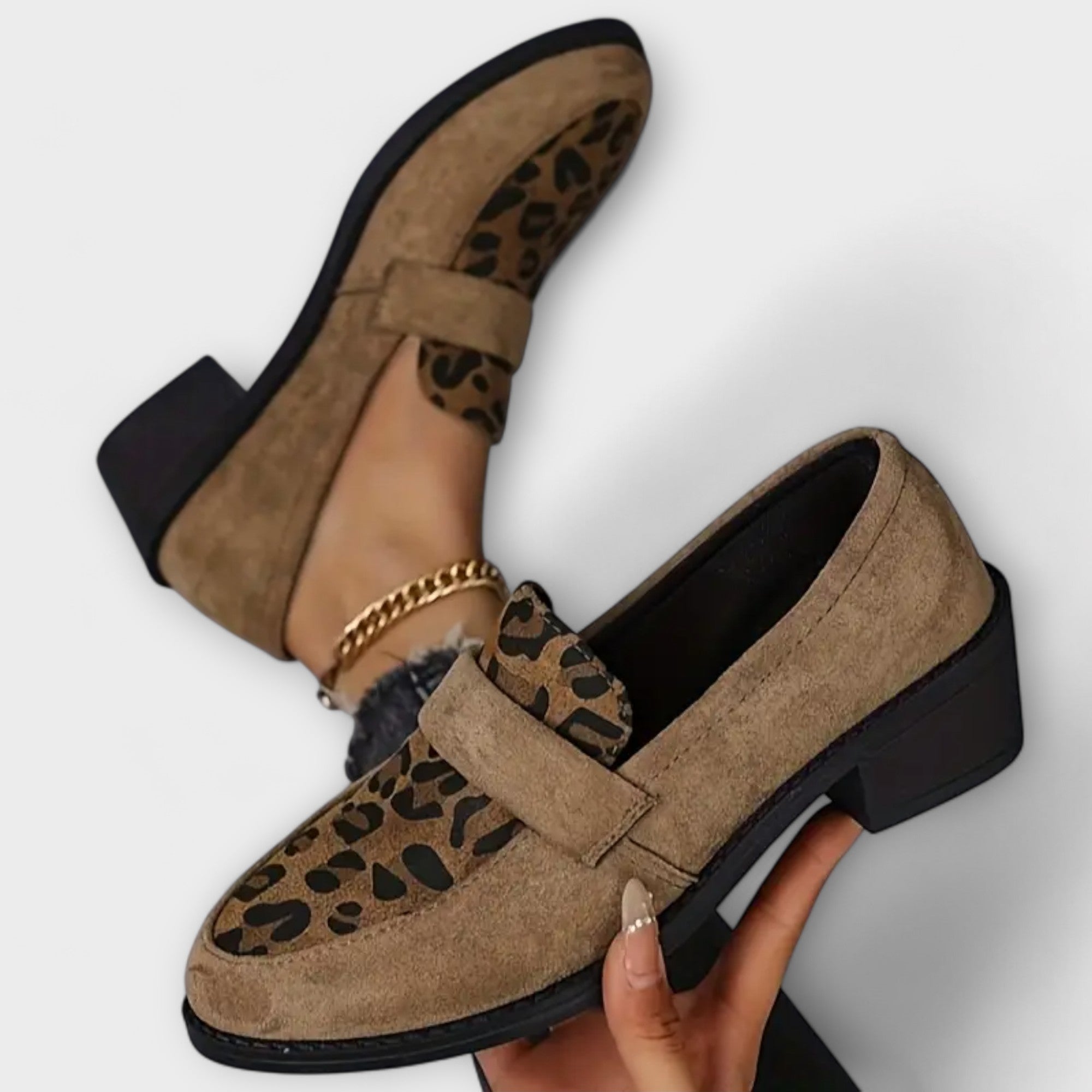 Galrya | Wilde chique loafers – Instapmodel schoenen voor dames met luipaardprint, dempend comfort