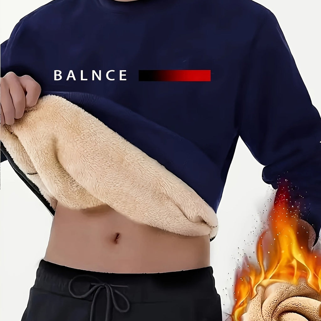 Luis | Heren sweatshirt met fleecevoering en print met kleurverloop van vlammen, casual streetwear