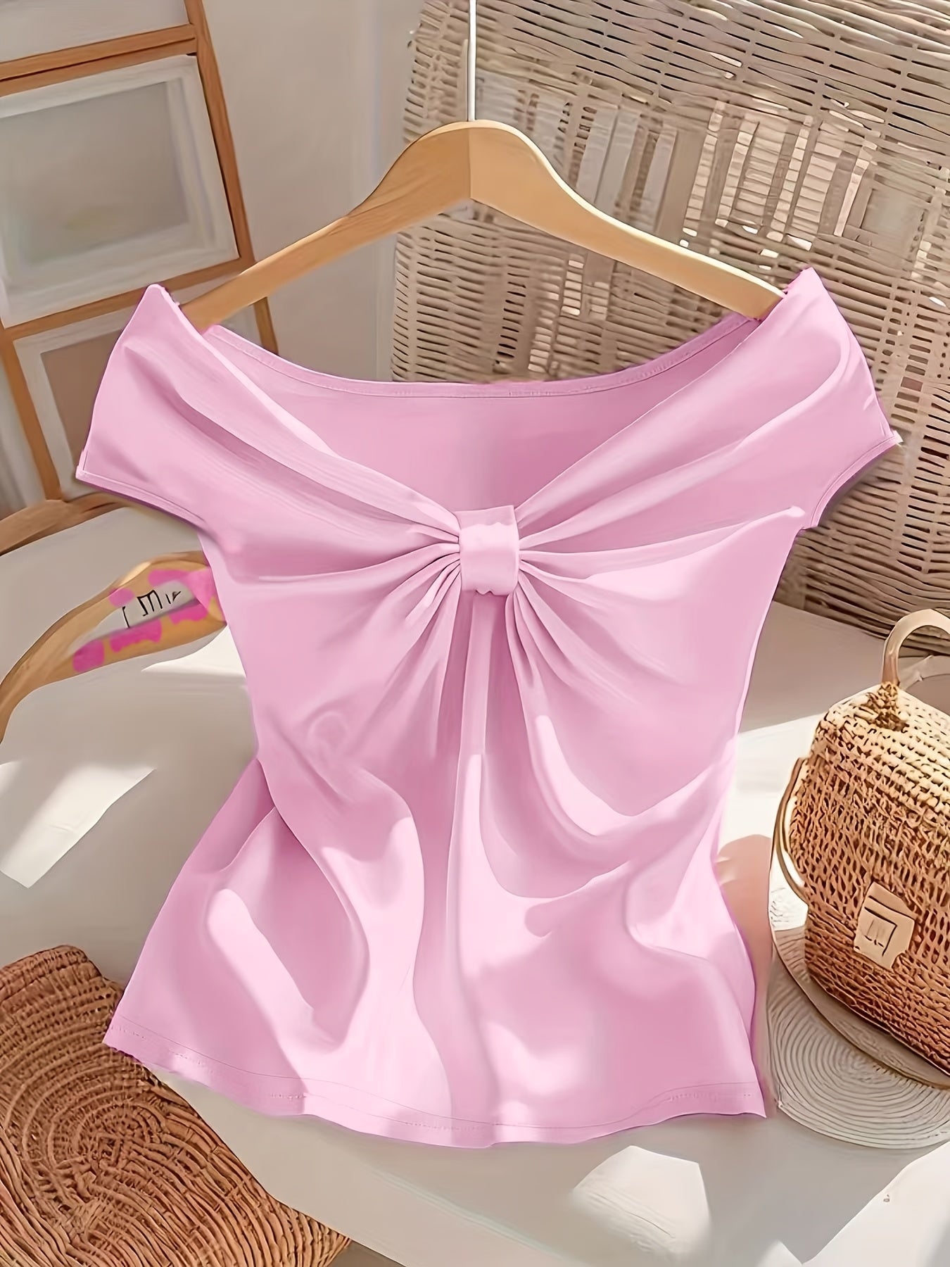 Lyna | Dames off-shoulder top – chique elegante blouse met korte mouwen, slim fit casual zomerblouse