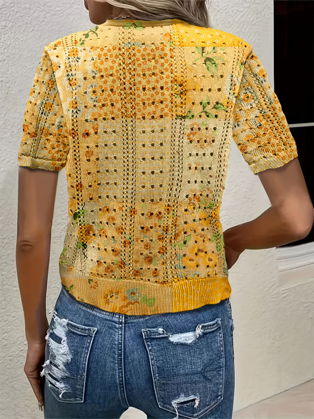 Eenira | Dames Bohemian Haakwerk Vest – Korte V-Hals, Kleurrijk Gebreid Bovenkledingstuk