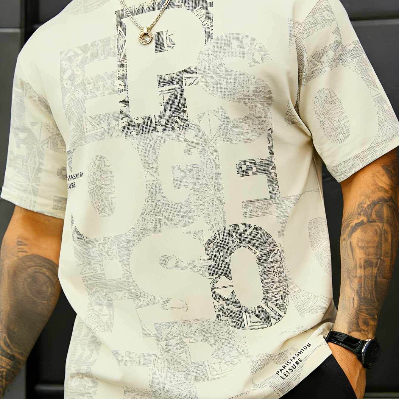 Benu | Heren zomers graphic T-shirt – losvallend T-shirt met ronde hals en korte mouwen