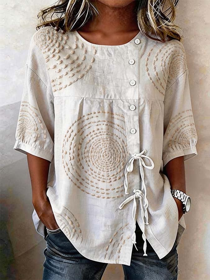 Orlyssia | Luchtige blouse voor dames – Asymmetrische knoopsluiting, lichtgewicht casual elegante top