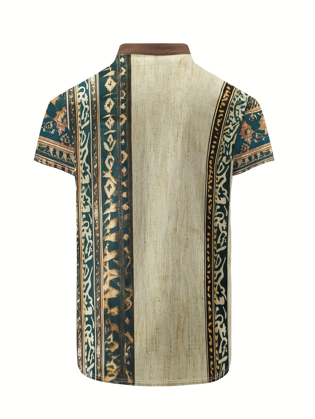 Zane | Henley-shirt voor heren met tribale print – casual met korte mouwen