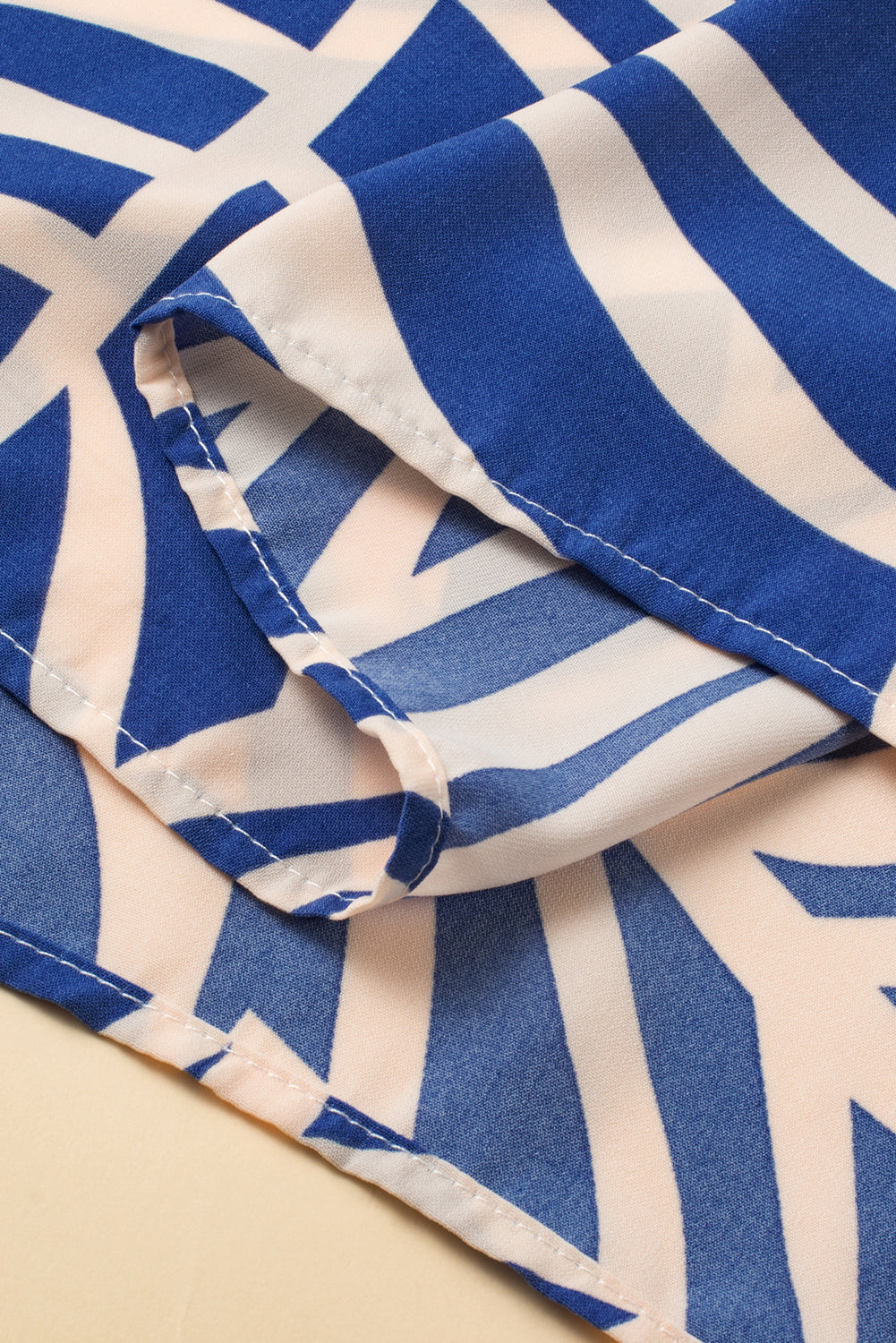 Zylia | Blauwe Boho-print midi-jurk voor dames – korte mouwen, uitlopende taille