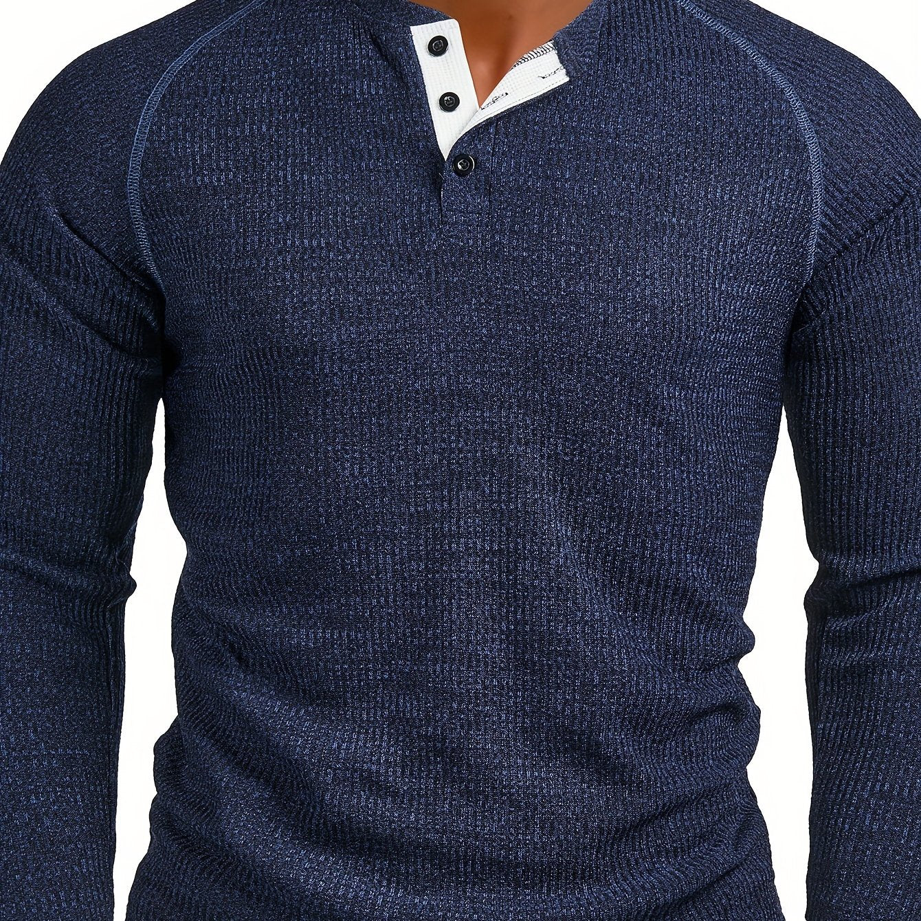 Mauritz | Chemise Henley décontractée en maille pour homme – manches longues, coupe raglan, fermeture boutonnée, idéale pour l'automne