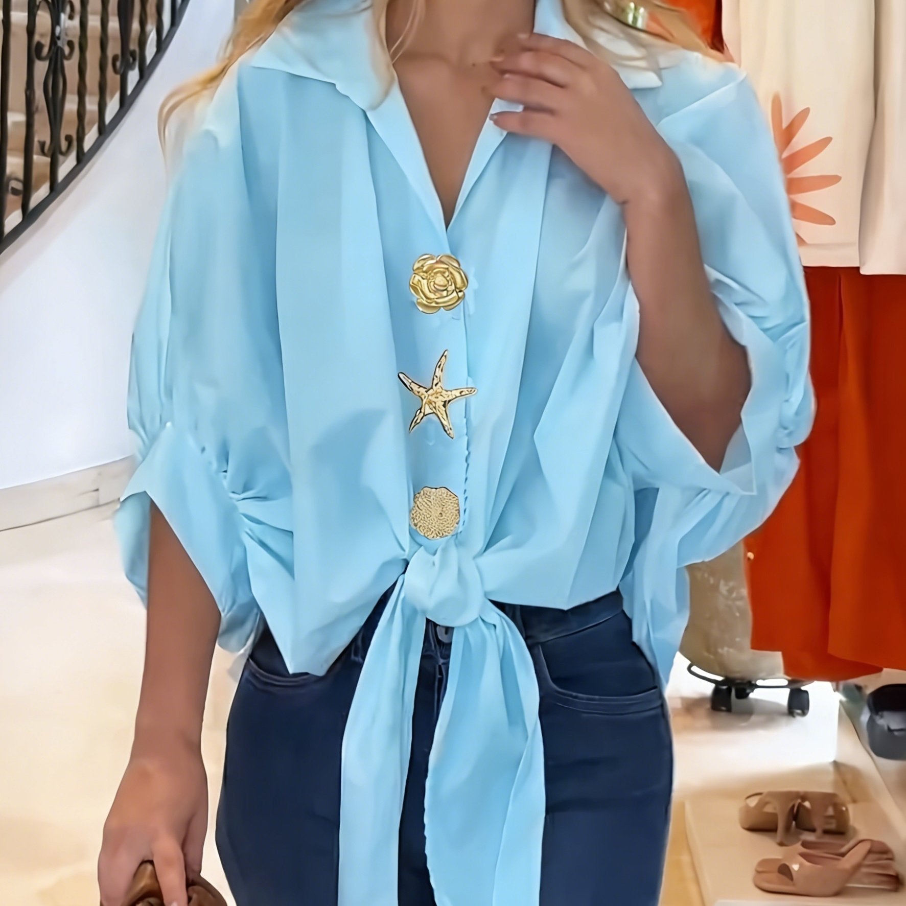 Walyra | Elegante casual damesblouse – Lichtgewicht overhemd met lange mouwen en knopen