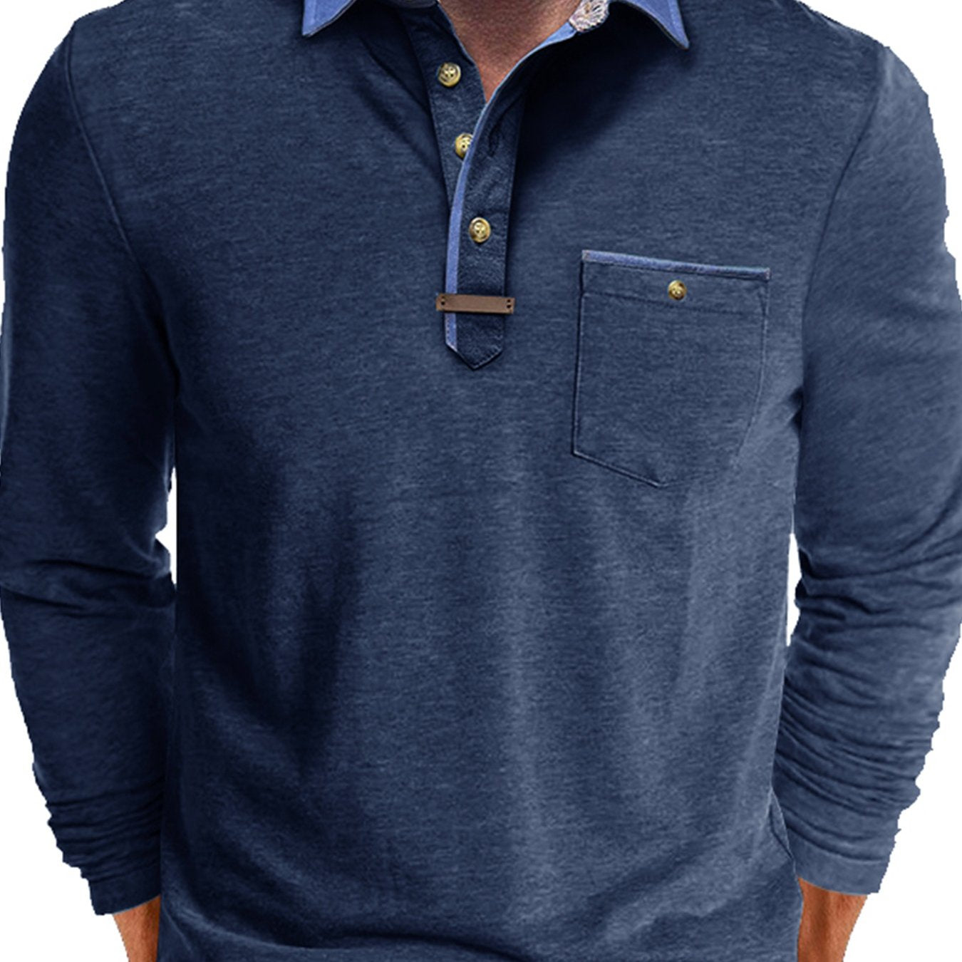 Paulo | Langärmliges Herren-Poloshirt – Lässiges Henley-Shirt mit farblich abgesetztem Kragen und Brusttasche