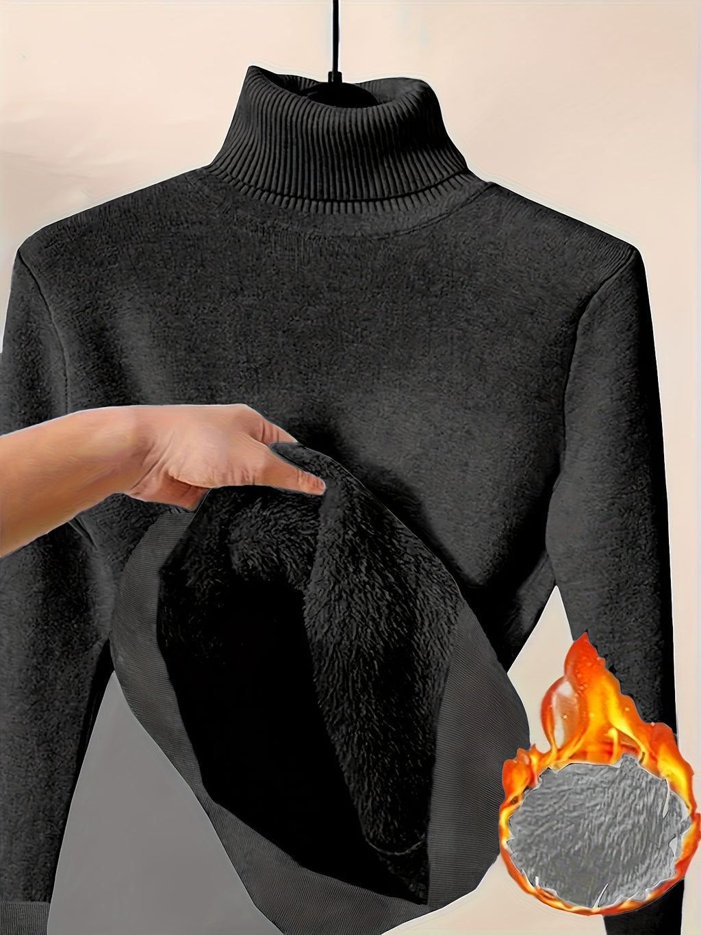 Dilon | Klassieke herentrui met hoge kraag – zachte, stretch fleece gevoerde wintertrui