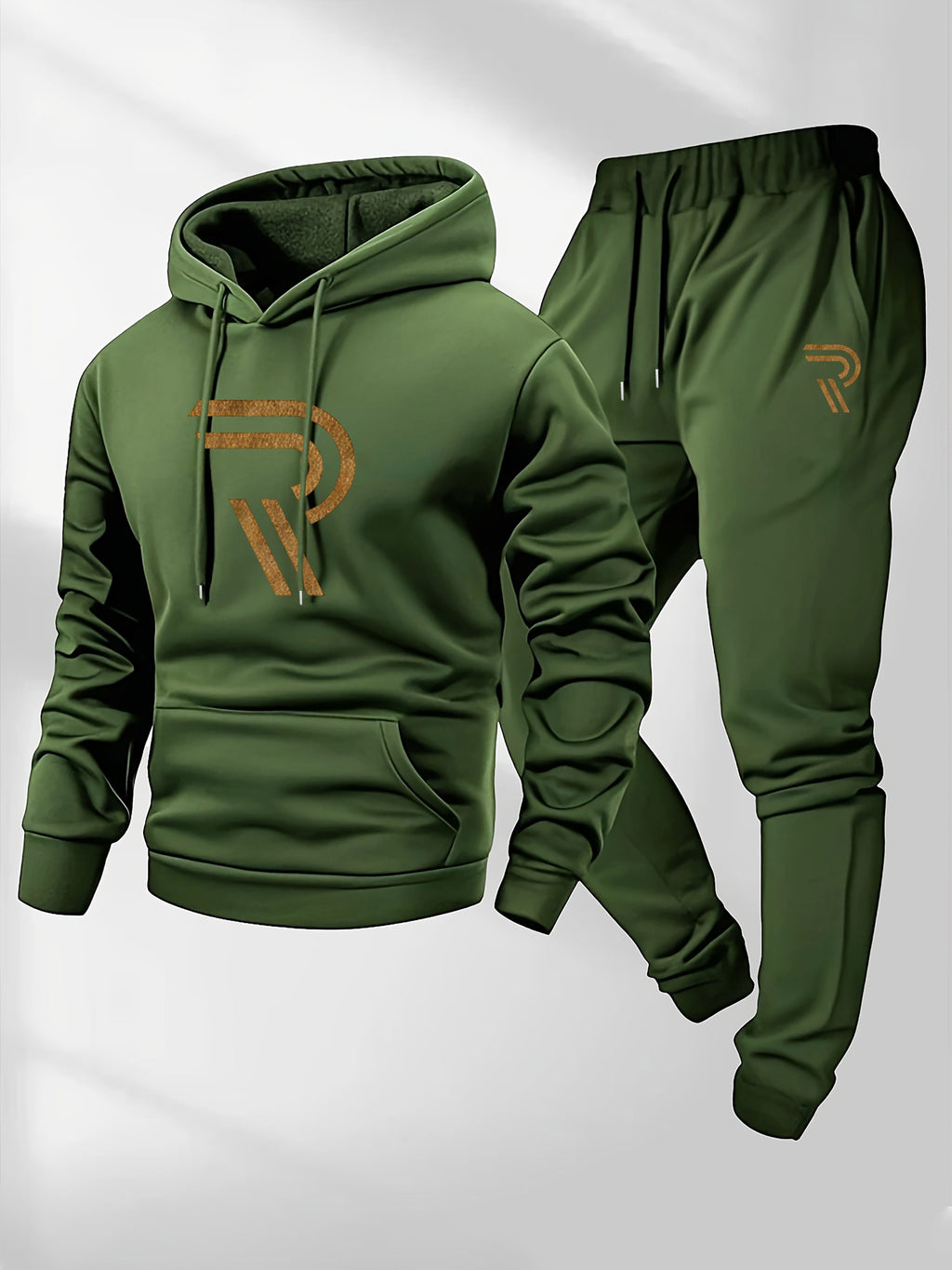 Knudsen | Ensemble de survêtement homme : sweat à capuche et pantalon – Logo « R », style décontracté, automne/hiver