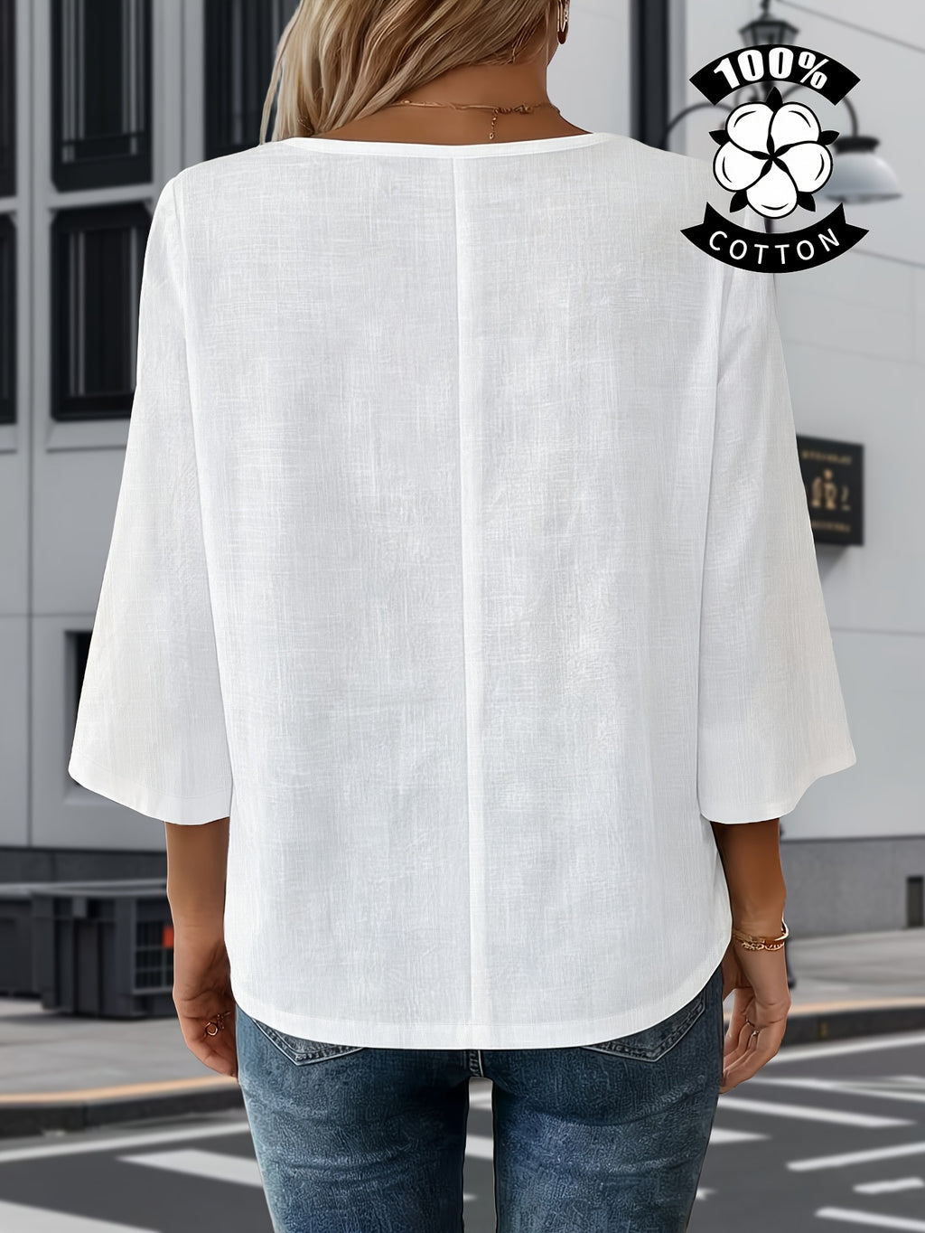Liorithra | Damesblouse met bloemenborduursel – Elegant casual overhemd