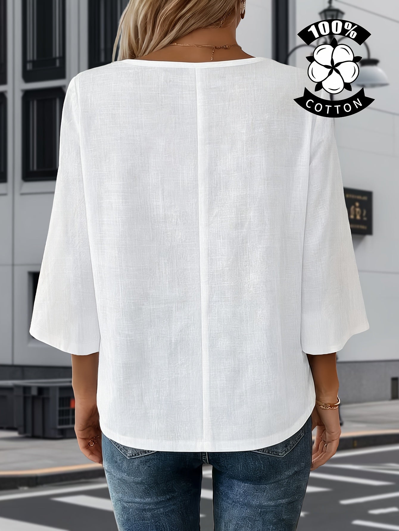 Liorithra | Damesblouse met bloemenborduursel – Elegant casual overhemd