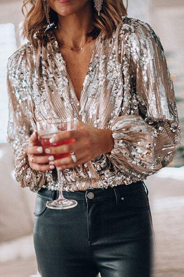 Anoria | Elegante blauwe blouse voor dames – chique modieuze top met lange mouwen