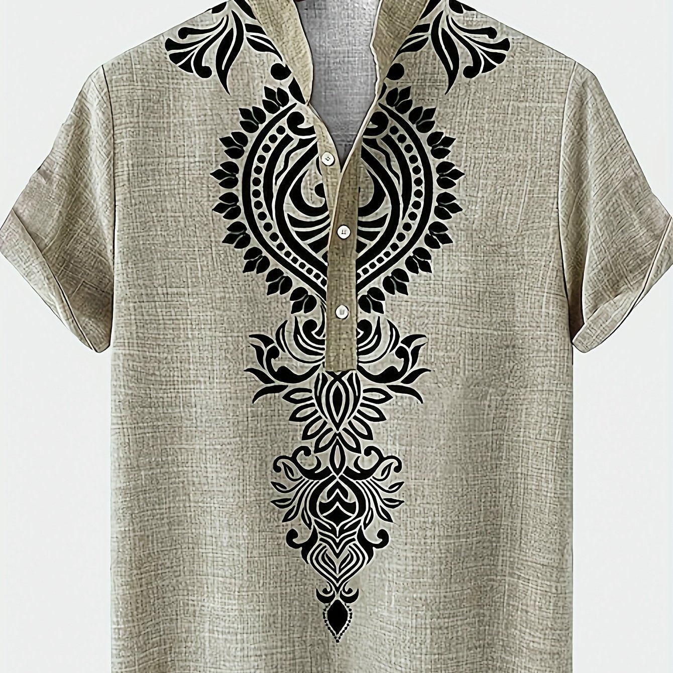 Wiro | Heren overhemd met bloemmotief jacquard – opstaande kraag, casual feestelijke buitenlaag top