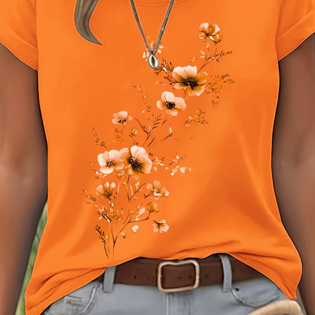 Vionyxen | Dames-T-shirt met bloemenprint in aquarelstijl – Casual zomertop