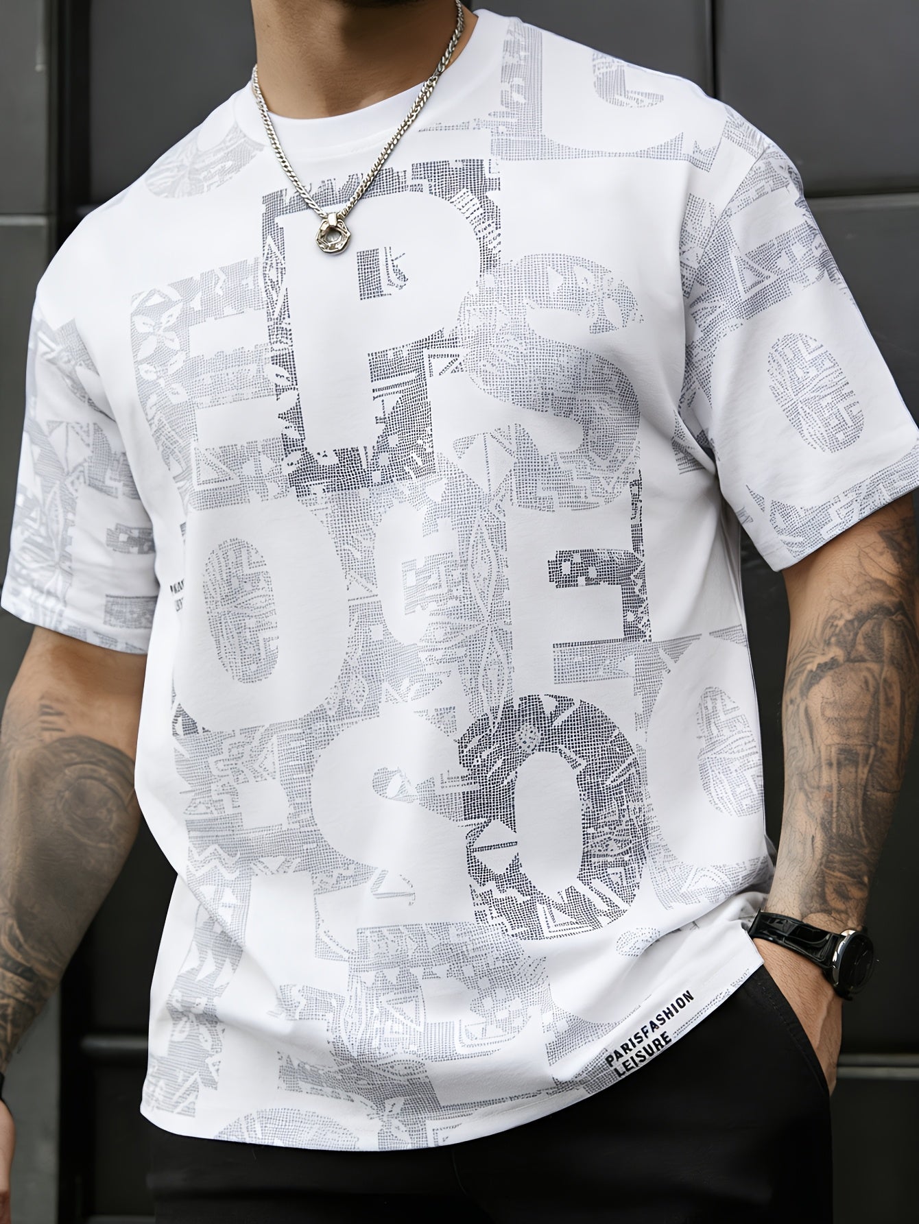 Benu | Heren zomers graphic T-shirt – losvallend T-shirt met ronde hals en korte mouwen