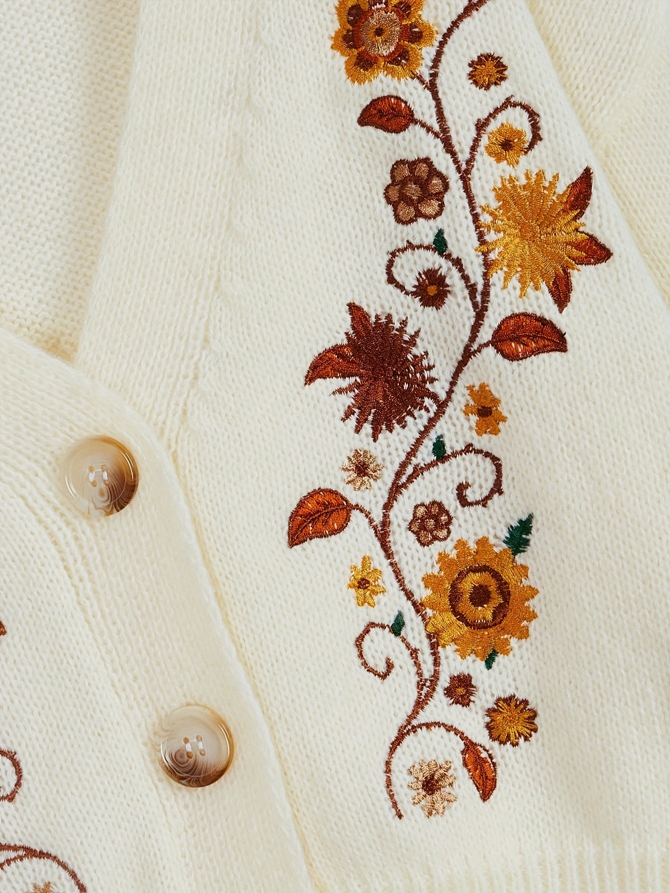 Orinae | Elegante dames cardigan met bloemen – Trui met lange mouwen en V-hals, geborduurd