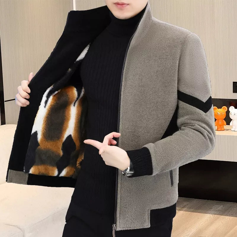 Djurre | Winterjas voor heren van tweed – dik gevoerde, warme jas met wol-look, jas voor koud weer