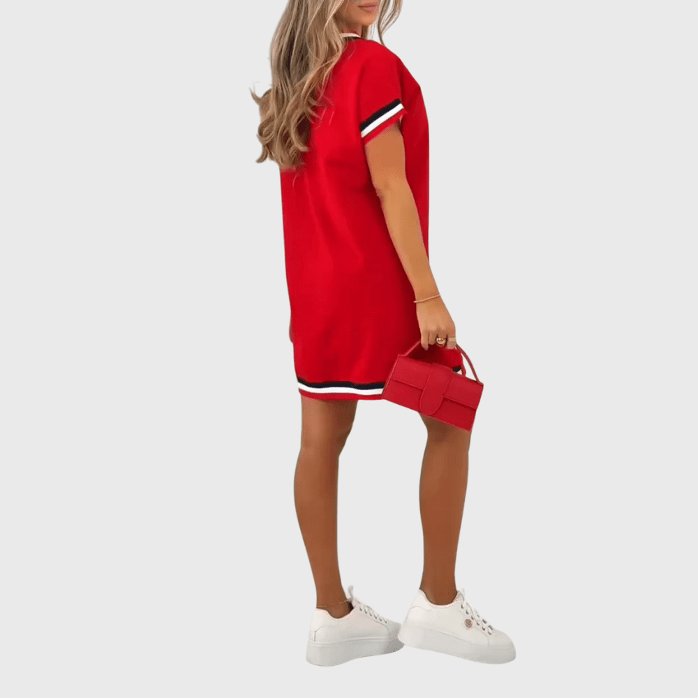 Hina | Damesjurk met korte mouwen voor dagelijks gebruik – Casual, ruimvallende zomerse midi-jurk