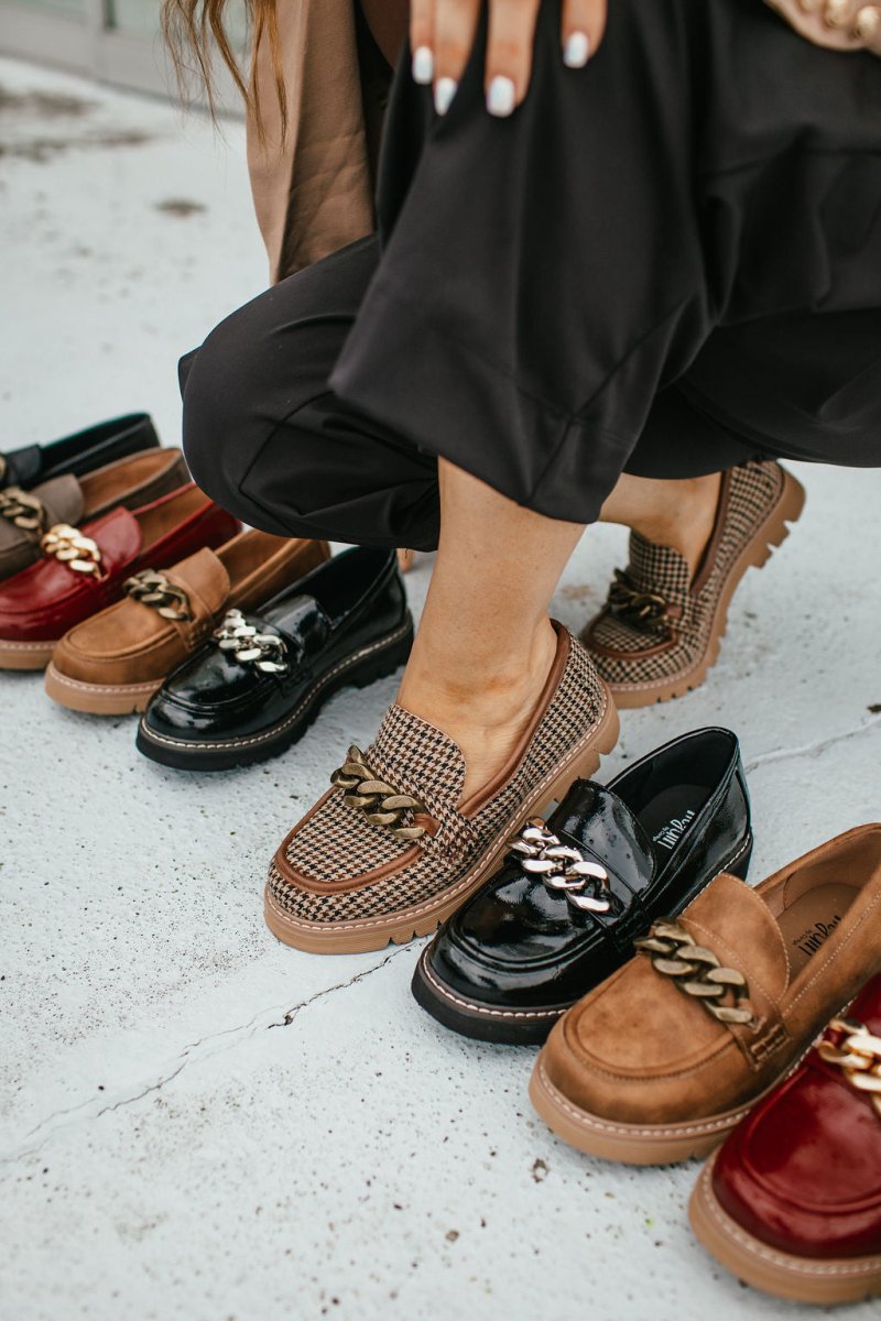 Embaria | Retro Platform Dames Schoenen – Zwart & Beige Houndstooth, Comfortabel, Chunky Hak